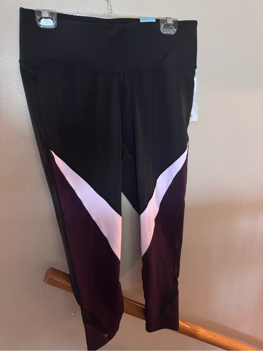 Livi Black Leggings with burgandy Chevron Panels